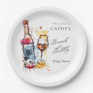 Brunch and Bubbly Bridal Shower Welcome 9" Round Paper Plate