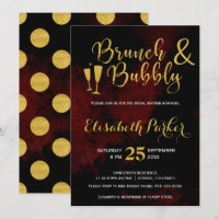 Brunch and bubbly burgundy glam gold bridal shower