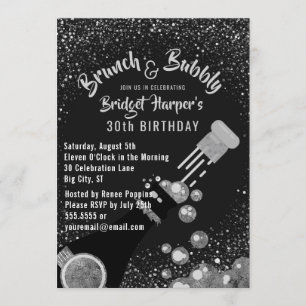 Brunch and Bubbly Champagne Birthday Invitation