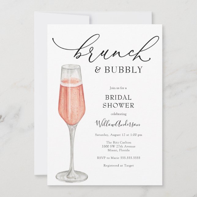 Brunch and Bubbly Champagne Bridal Shower Invitation (Front)