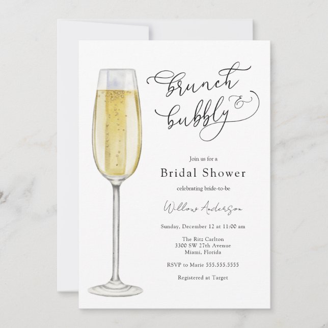 Brunch and Bubbly Champagne Bridal Shower Invitation (Front)