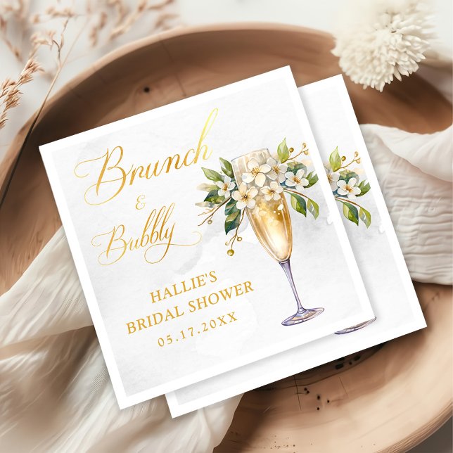 Brunch and Bubbly Champagne Bridal Shower Napkin (Creator Uploaded)