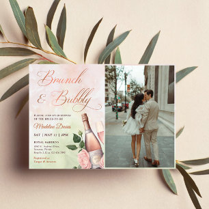 Brunch and Bubbly Champagne Bridal Shower Photo Invitation