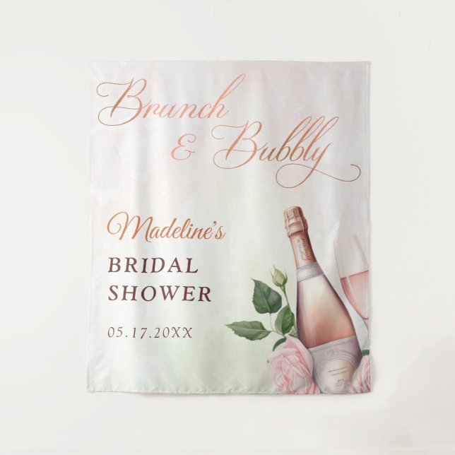 Brunch and Bubbly Champagne Bridal Shower Tapestry (Front)