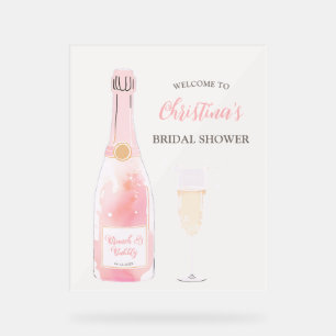 Brunch and Bubbly Champagne Bridal Shower Welcome  Acrylic Sign
