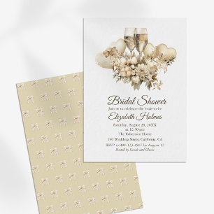 Brunch and Bubbly Champagne Flowers Bridal Shower Invitation