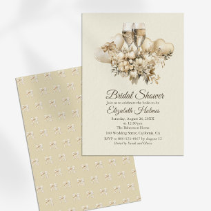 Brunch and Bubbly Champagne Flowers Bridal Shower Invitation
