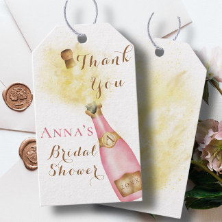 Brunch and Bubbly Champagne gold Bridal Shower Gift Tags