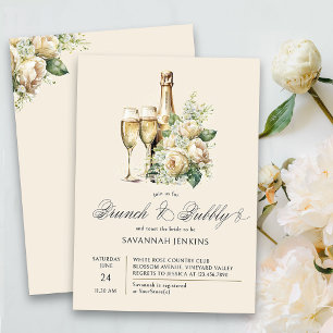 Brunch and Bubbly Champagne Roses Bridal Shower Invitation