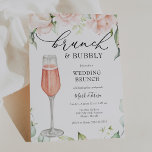 Brunch and Bubbly Champagne Wedding Brunch Invitation<br><div class="desc">Post Wedding Brunch invitation featuring a watercolor flute of pink champagne and a cascade of watercolor greenery and blush florals. Customize with your information for the newlyweds. Click "click to customize further" to change the font style,  size or colour.</div>