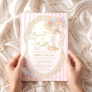 Brunch and Bubbly Colourful Floral Bridal Shower Invitation