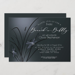 Brunch and Bubbly Dusty Blue Dragonfly Invitation
