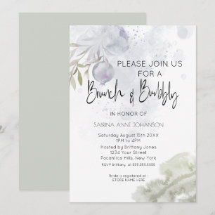 Brunch and Bubbly Dusty Blue Rose and Rosehip Invitation