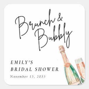 Brunch and Bubbly Elegant Bridal Shower Square Sticker