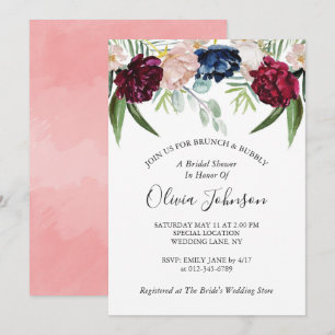 Brunch and Bubbly Elegant Floral Bridal Shower Invitation