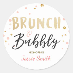 Brunch and bubbly favour tag Bridal shower pink