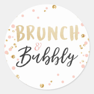 Brunch and bubbly favour tag Bridal shower pink