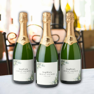 Brunch and Bubbly Glass of Champange Bridal Shower Sparkling Wine Label