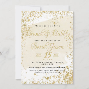 Brunch and Bubbly glitter gold Invitation
