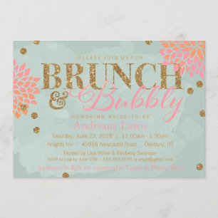 Brunch and Bubbly Glitter Watercolor Shower Invite