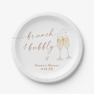 Brunch and Bubbly Gold Bridal Shower Paper Plate