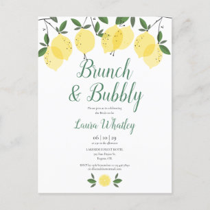 Brunch and Bubbly Lemon Bridal Shower Announcement Postcard