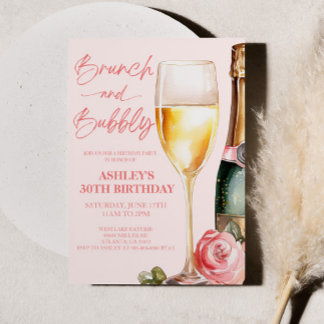 Brunch and Bubbly Mimosa Champagne Birthday Party Invitation