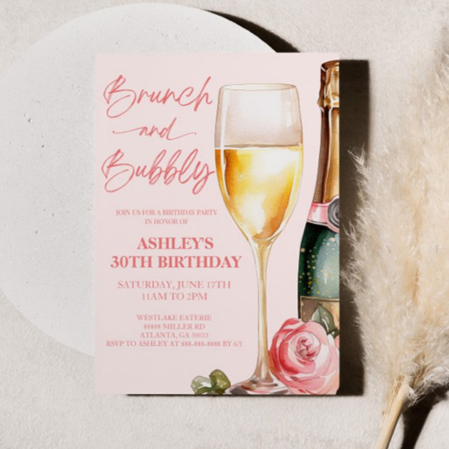 Brunch and Bubbly Mimosa Champagne Birthday Party Invitation (Creator Uploaded)