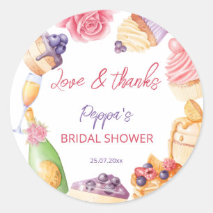 Brunch and bubbly patisserie pancake thank you classic round sticker
