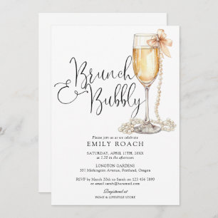 Brunch And Bubbly Pearls Bridal Shower Invitation