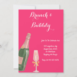 BRUNCH AND BUBBLY PINK BRIDAL SHOWER INVITATION