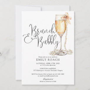 Brunch And Bubbly QR Code Bridal Shower Invitation