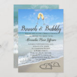 Brunch and Bubbly Sand Hearts Beach Bridal Shower Invitation<br><div class="desc">Brunch and Bubbly Sand Hearts Beach Bridal Shower Invitation Cards. Beautiful champagne glasses, bubbles graphic and scenic hearts in the sand beach image, for visions of relaxation in paradise, celebrate your beach wedding with this lovely design. Two interlocking hearts drawn in the beach sand on the ocean shore, perfect for...</div>