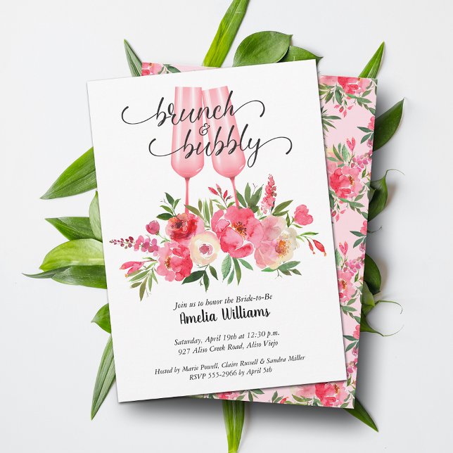 Brunch and Bubby Bridal Shower Champagne Invitation (Brunch and Bubby Bridal Shower Champagne Invitations - INSTANT DOWNLOAD and/or PRINTED)