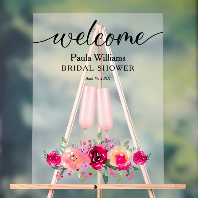 Brunch and Bubby Floral Bridal Shower Acrylic Sign (Neutral)