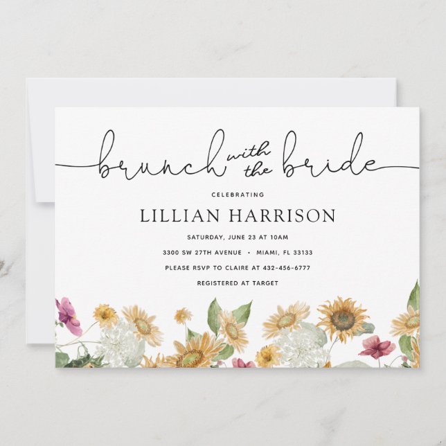 Brunch avec la mariée Sunflower Shower Invitation (Devant)