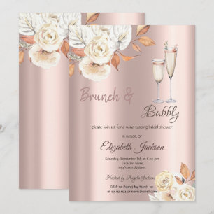 Brunch & Bubbly Autumn Flowers Bridal Shower Invitation