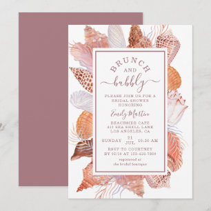 Brunch & Bubbly Beach Seashells Bridal Shower Invitation