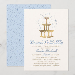 Brunch Bubbly Blue Bridal Shower Invitation