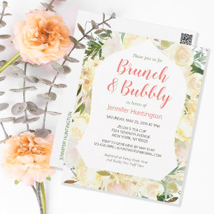 Brunch & Bubbly Boho Bridal Shower Invitation Postcard