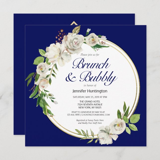 Brunch & Bubbly Bridal Shower Boho Invitation (Front/Back)