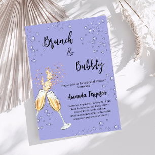 Brunch Bubbly Bridal Shower cheers dusty blue Invitation