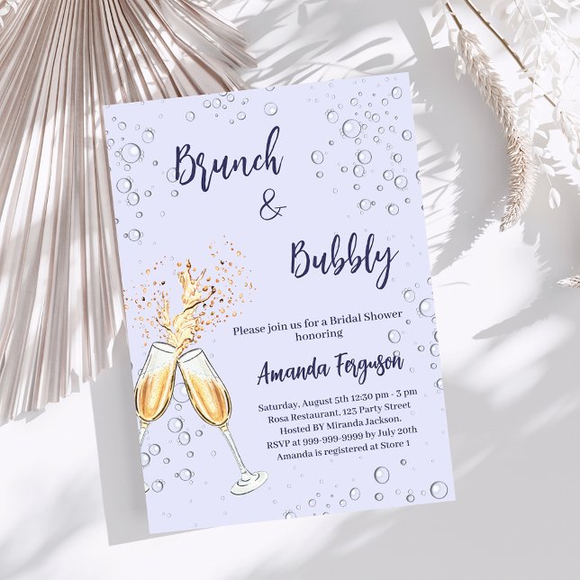 Brunch Bubbly Bridal Shower cheers lavender violet Invitation (Creator Uploaded)
