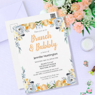 Brunch & Bubbly Bridal Shower Floral Boho Postcard