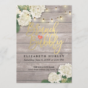 Brunch & Bubbly Bridal Shower Floral String Lights Invitation