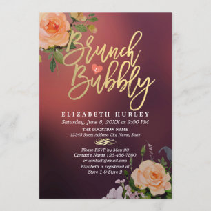 Brunch Bubbly Bridal Shower Floral String Lights Invitation