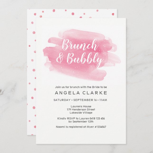 Brunch & Bubbly Bridal Shower Invitation (Front/Back)