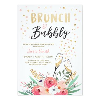 Brunch & Bubbly Bridal shower invitation Pink Gold