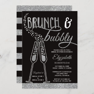 Brunch & Bubbly Bridal Shower Invite, Faux Silver Invitation
