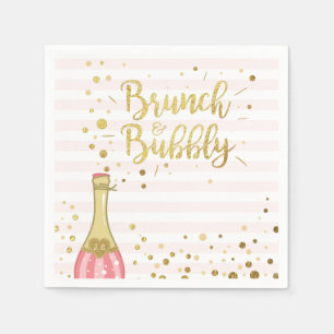 Brunch & Bubbly Bridal shower Paper Napkin Pink